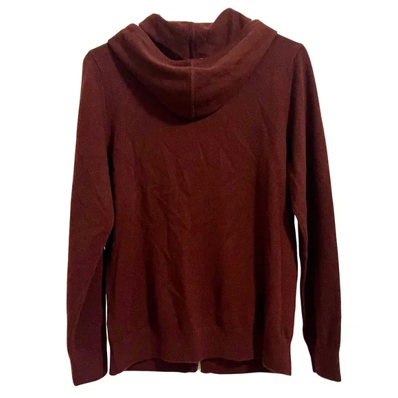 Quince 100% Mongolian Cashmere Zip Hoodie Burgundy M NWT - Picture 5 of 6